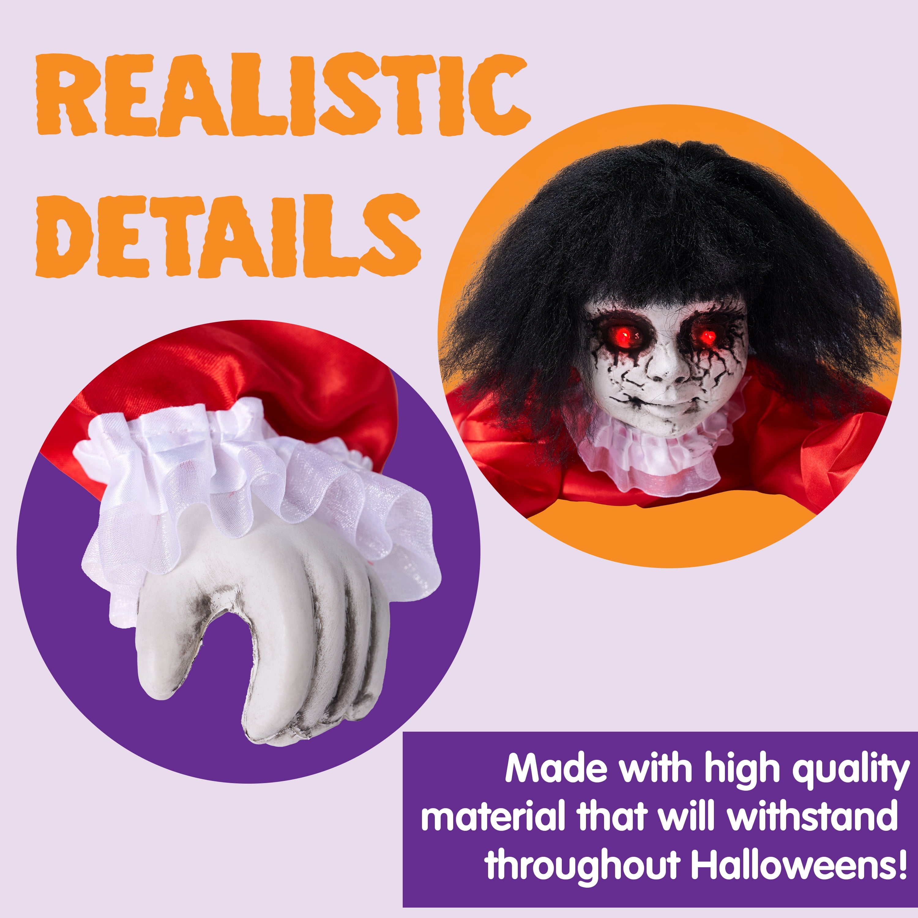 Joyfy Halloween Decorations Outdoor Groundbreaker Creepy Life Size Light Up Climbing Zombie Groundbreaker with Sound,Motion Activated Halloween Decorations Haunted House Decorations
