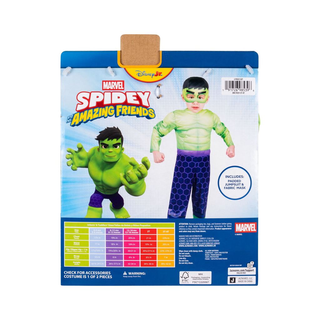 Marvel's Hulk Halloween Costume for Toddler, Size 3-4T, by Jazwares