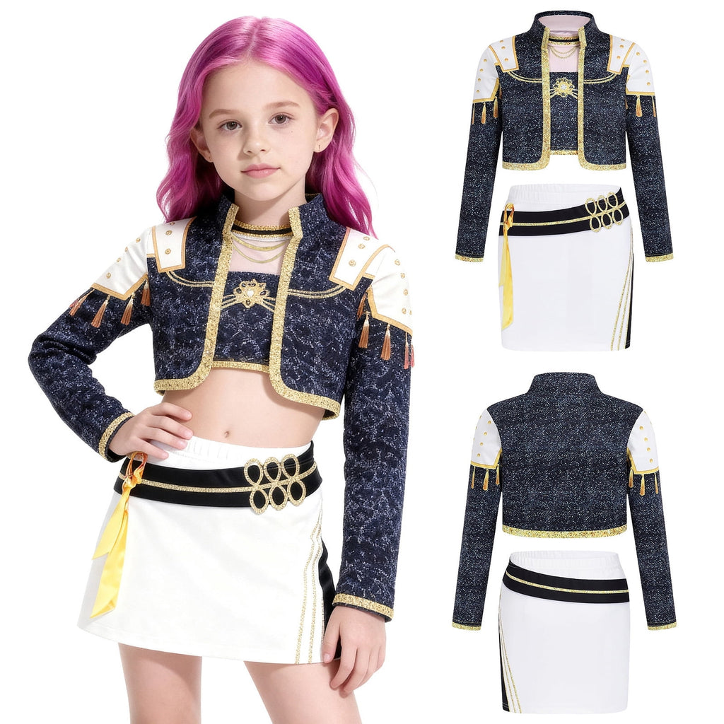 Halloween Costume Pop Star Stage Outfit Pop Idol Jacket Top and Shorts 3-Piece Set