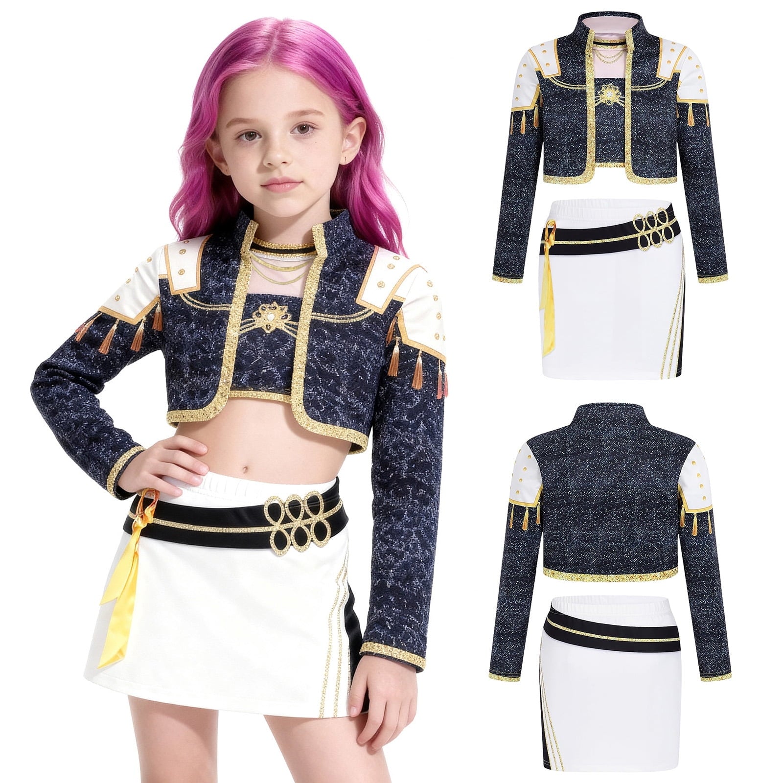 Halloween Costume Pop Star Stage Outfit Pop Idol Jacket Top and Shorts 3-Piece Set