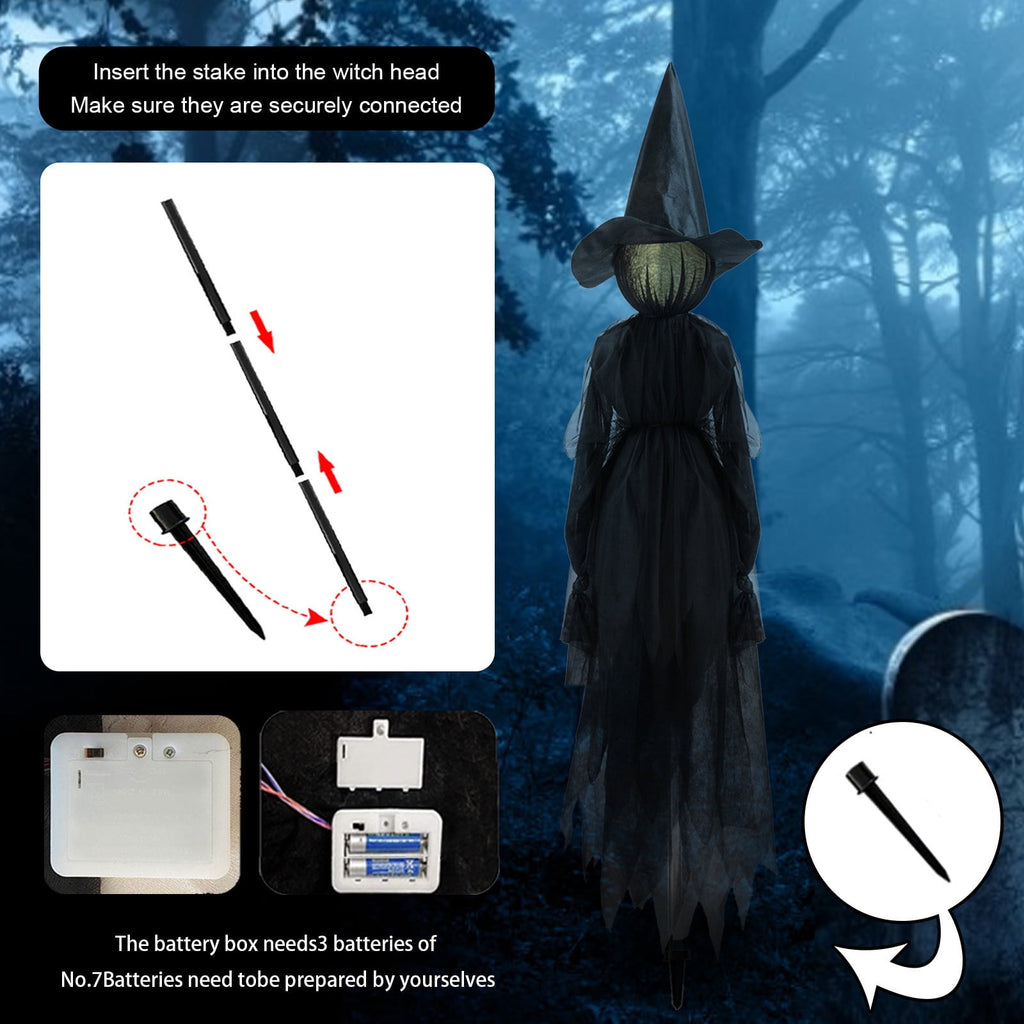 3PCS Halloween Holding Hands Screaming Witches Sound Decorations,Large Light Up Holding Hands Screaming Witches Decor for Home Outside Yard Lawn Garden Party Decoraciones