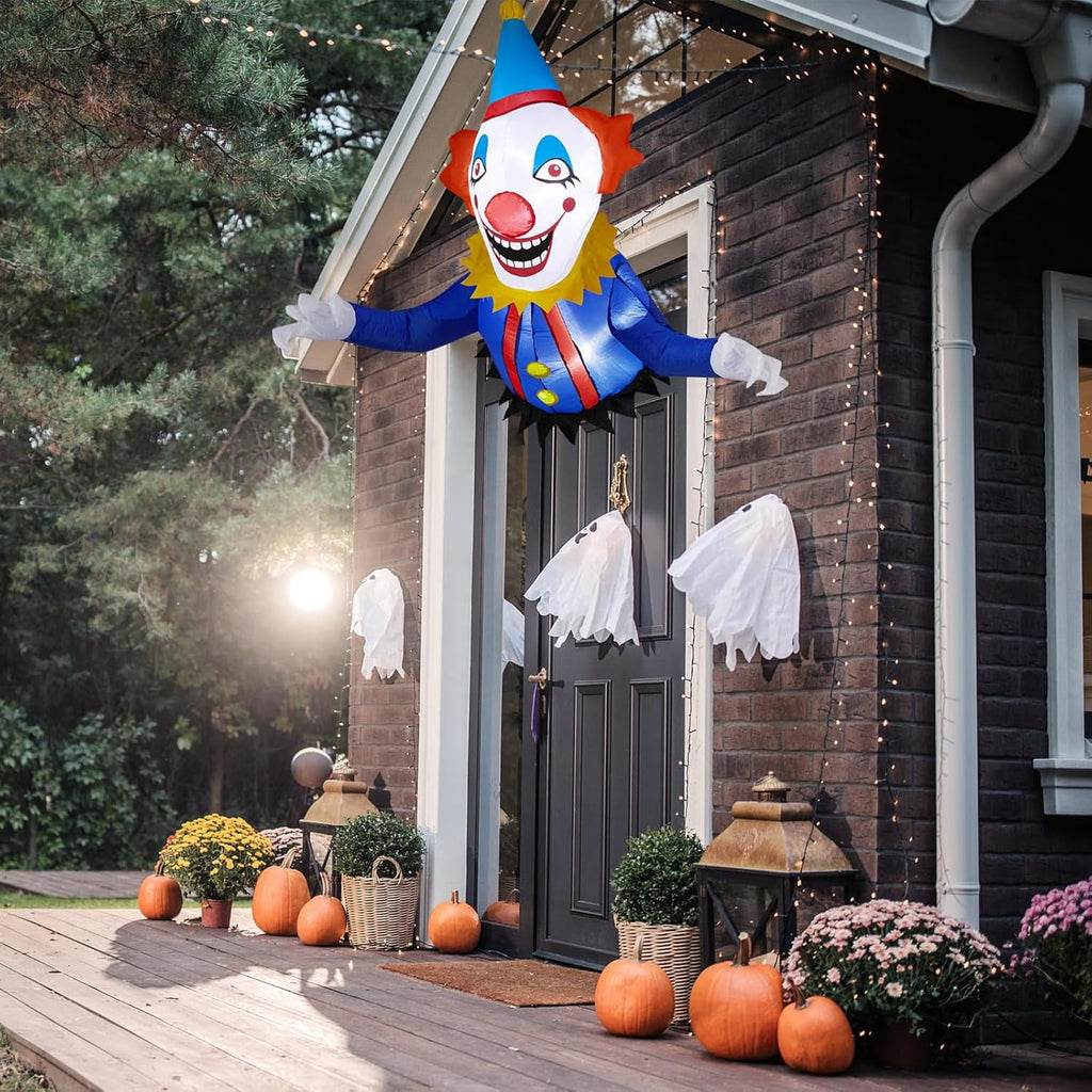 VINGLI Inflatable Halloween Outdoor Decorations Window Hanging,People Standable, Blow Up Yard Decorations, Built-in LED Lights Décor for Indoor Home Party Garden Lawn Store, 3.3FT Clown
