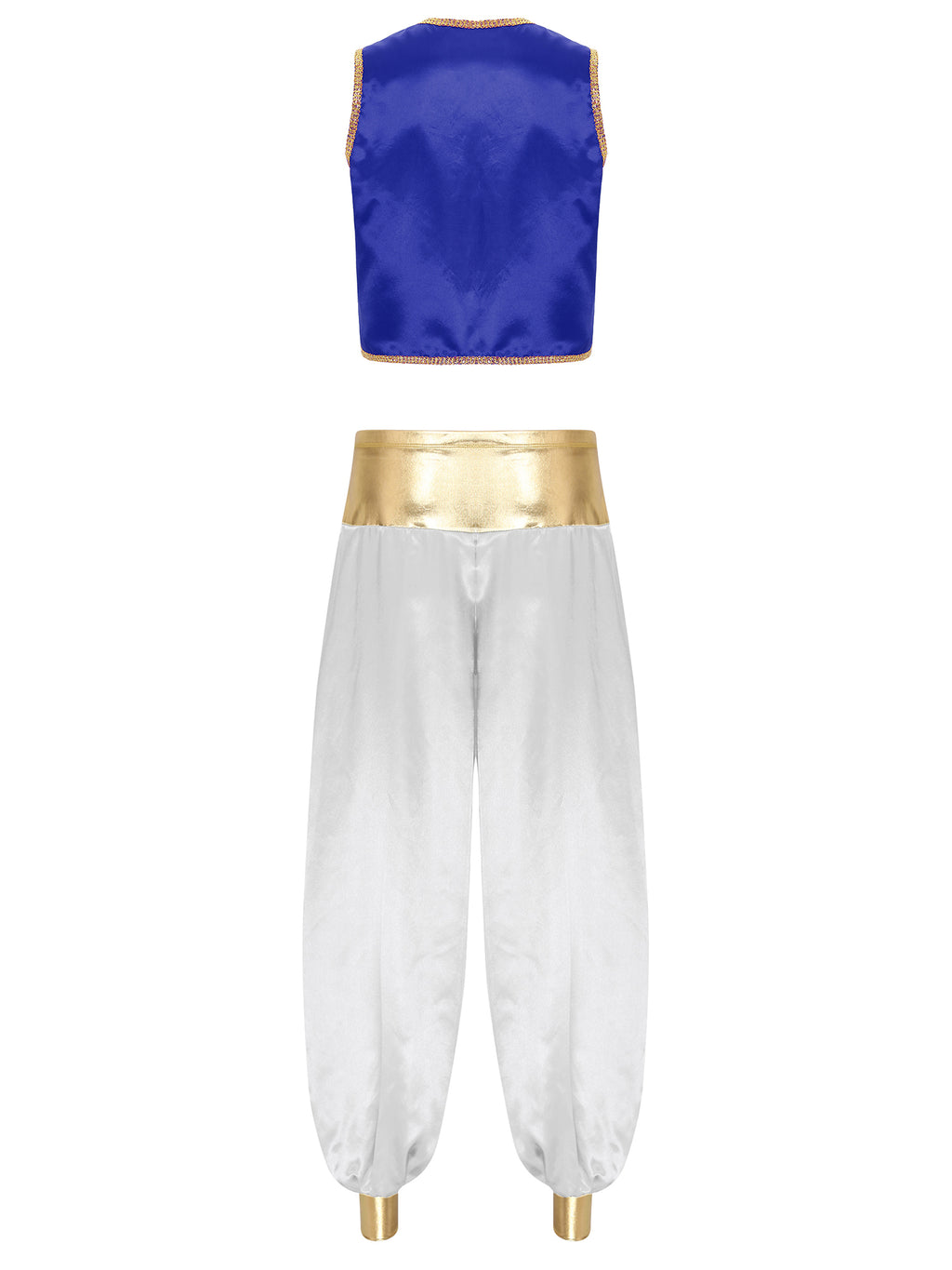 iiniim Mens Arabian Prince Costume Open Front Vest with Pants Halloween Show Fancy Dress up Outfit Royal Blue&Royal Blue S