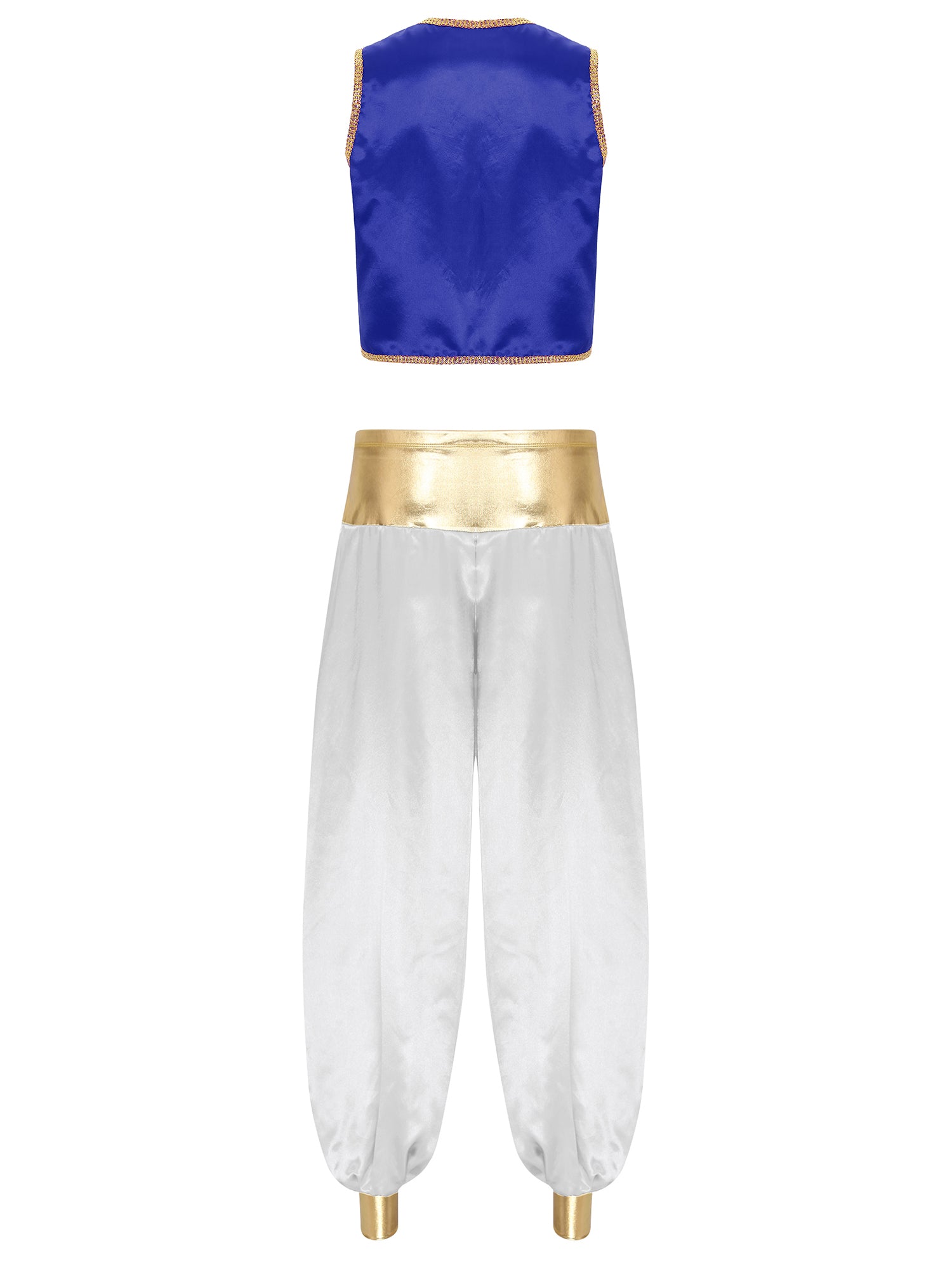 iiniim Mens Arabian Prince Costume Open Front Vest with Pants Halloween Show Fancy Dress up Outfit Royal Blue&Royal Blue S