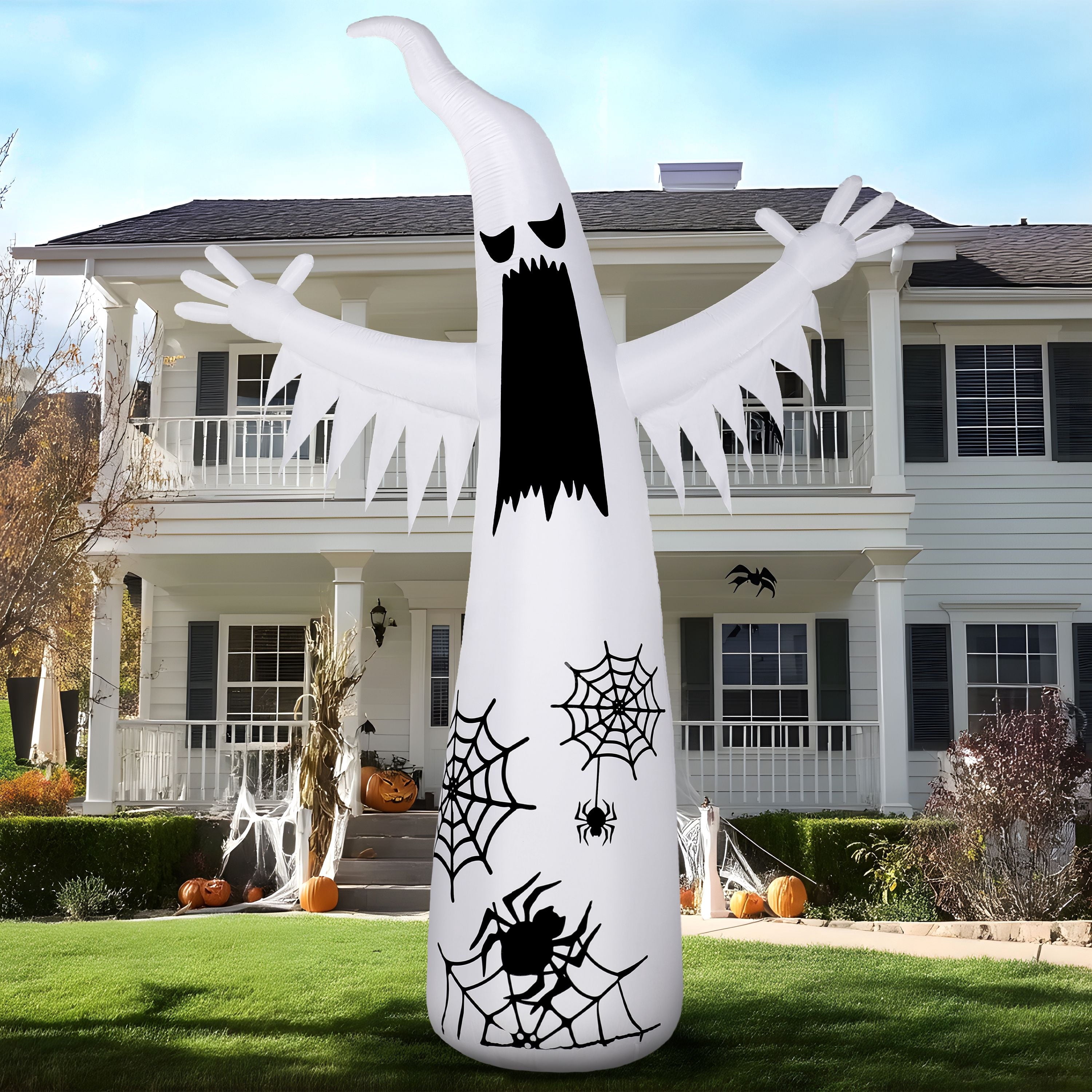 Joyfy 12 ft Halloween Inflatable Outdoor Ghost,Giant Ghost Blow Up Decor with Built-in LED Lights,inflatables with Build-in LEDs,Spooky Outdoor Decorations for Yard & Lawn