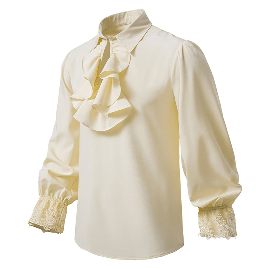 Men LYXSSBYX Mens Shirts Long Sleeve Pullover Stand Collar Ruffled Renaissance Shirt Steampunk Trumpet Sleeve Top