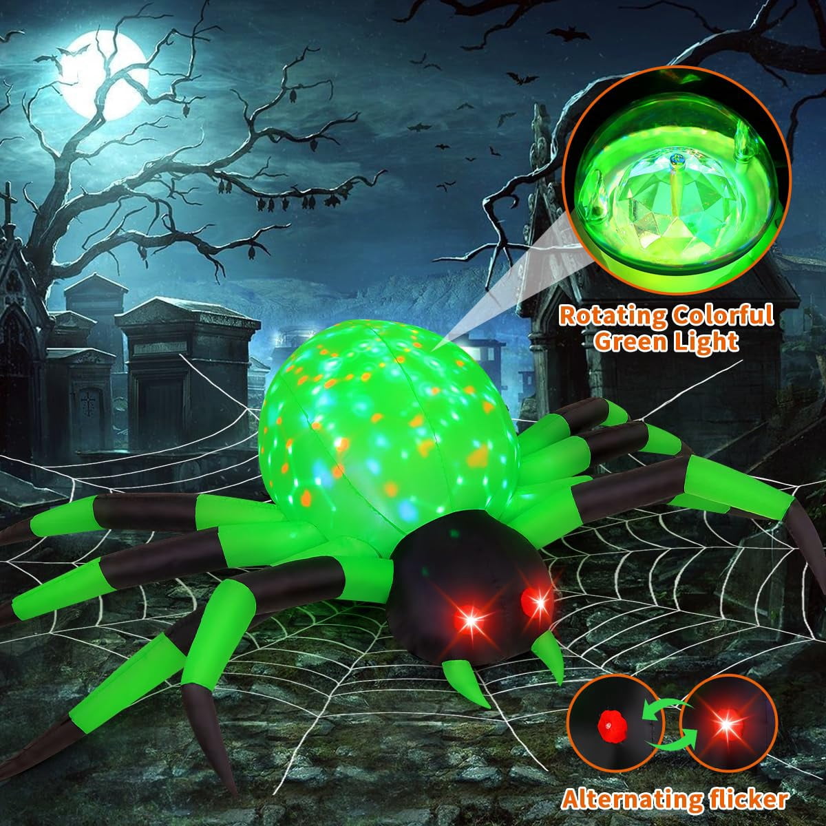 COMIN Halloween Inflatables 9 FT Width Spider Blow Up Yard Decoration with Built-in LED for Yard Garden Party Lawn