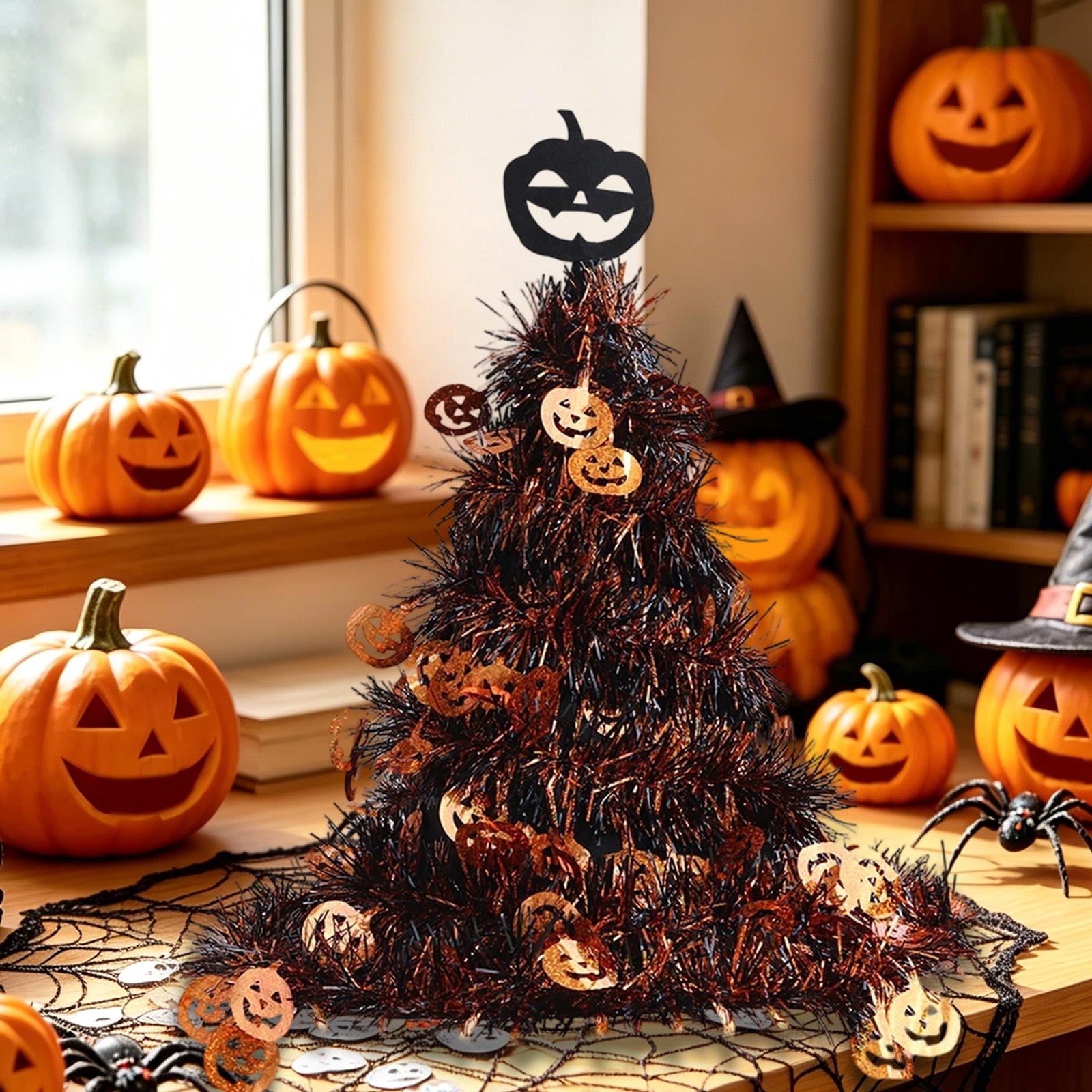 1Pc Halloween Mini Pumpkin Branches Artificial Black Twigs Vase Fillers for Table Mantel Centerpiece Creepy Gothic Scary House Decor