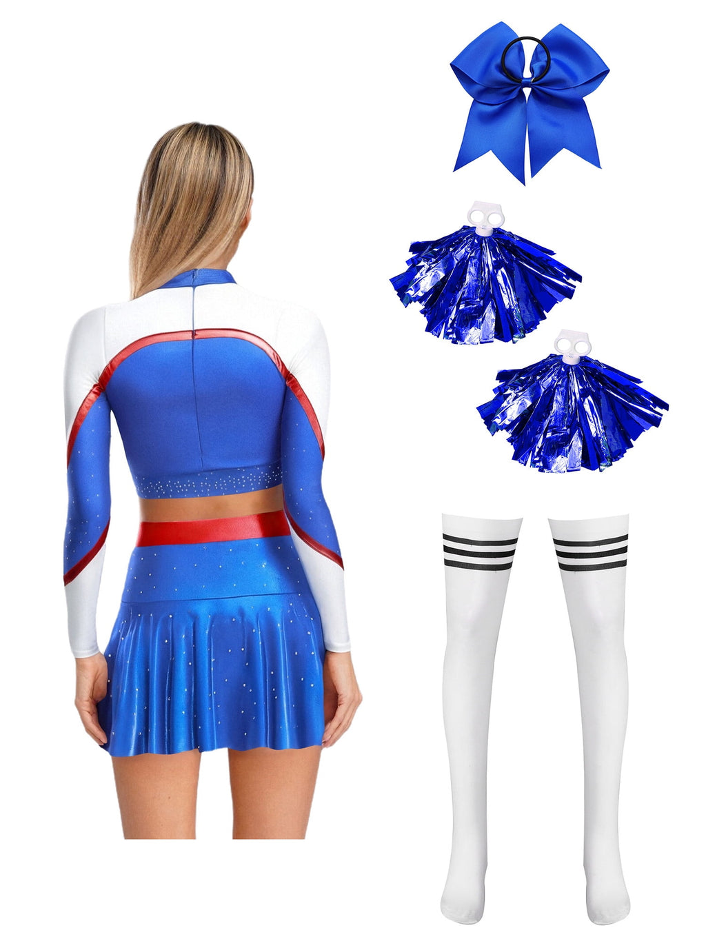 iiniim Womens Cheer Leader Costumes Set Schoolgirl Cheerleading Cosplay Halloween Party Uniform Purple XL