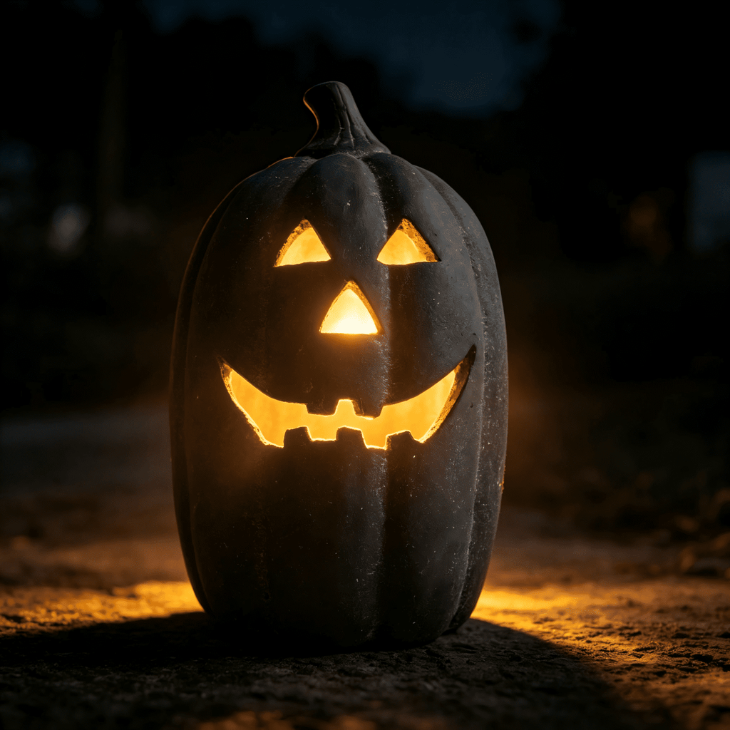 Halloween Decorations - 9.8" Black Handmade Resin Jack O Lantern Pumpkin Fall Decor, Indoor Outside Gothic Festival House Centerpiece Decoration for Table Garden Living Room Mantel