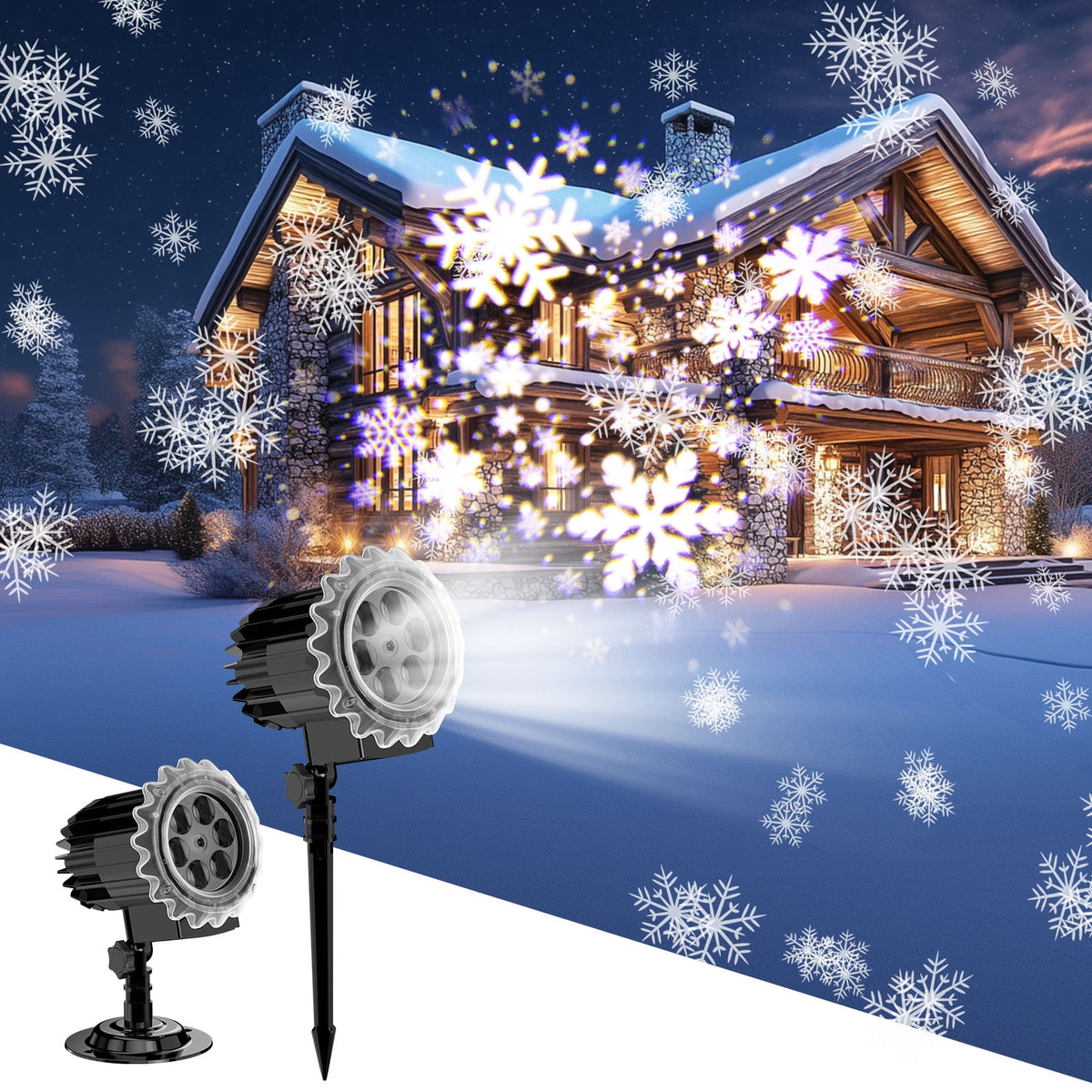 Small Owl Double-Tube Blizzard Projection light, holiday decoration ambient light, Christmas Halloween laser light, light show, waterproof function, indoor home, Christmas gift, wedding