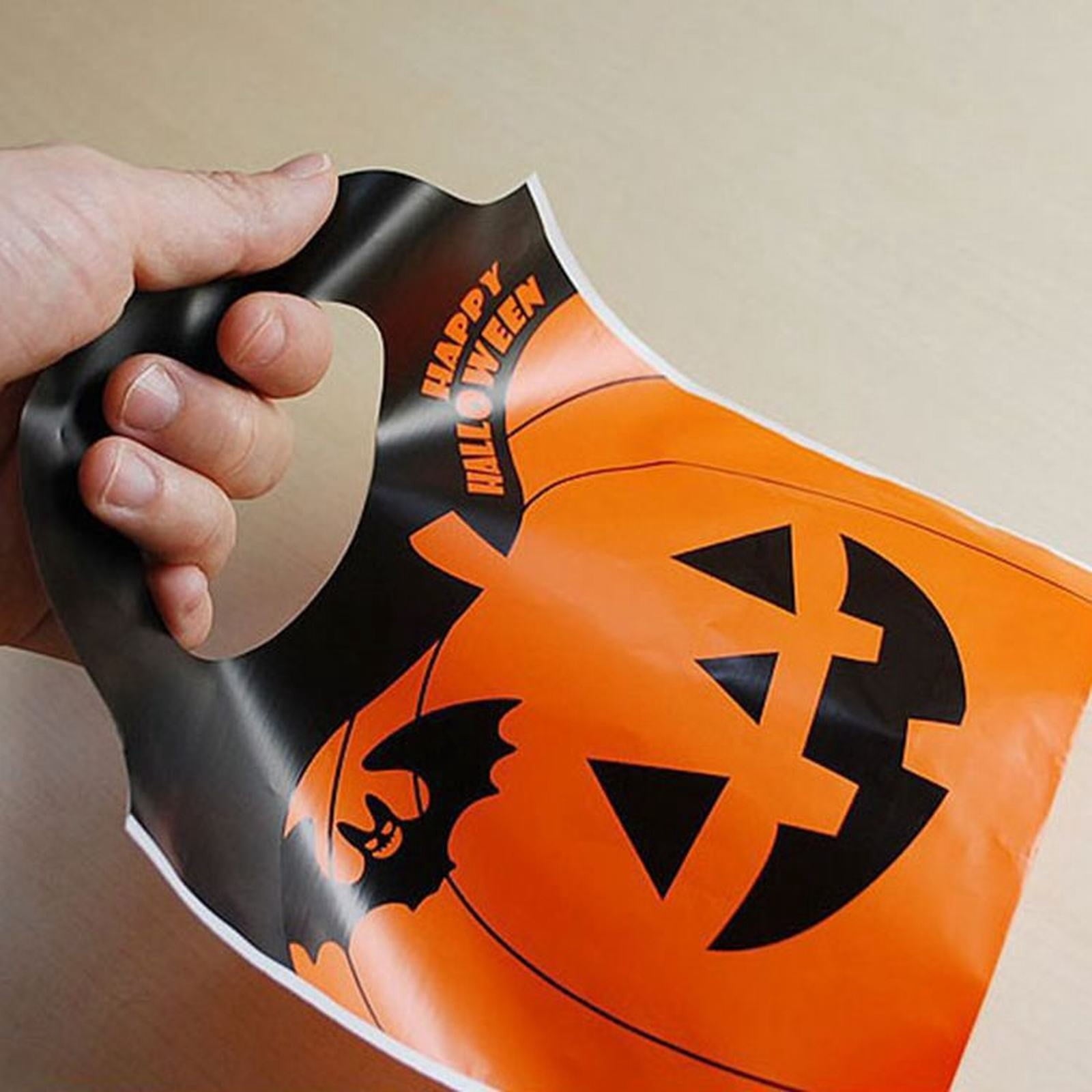 Halloween Treat Bags, Resealable Cellophane Bags, 50 Pcs Wrap Cellophane Treat Bags Party Favor Bags Candy Cookie Bags, Plastic Poly Goodie Storage Bags with Twist Ties for Halloween Party, 4.92x10.8"