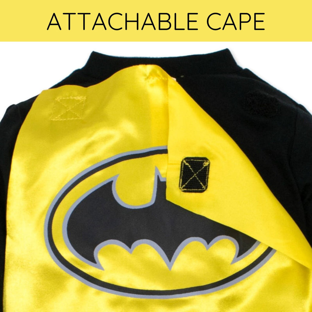 DC Comics Justice League Toddler Boy or Girl Cosplay One Piece Coverall with Cape Batman Black