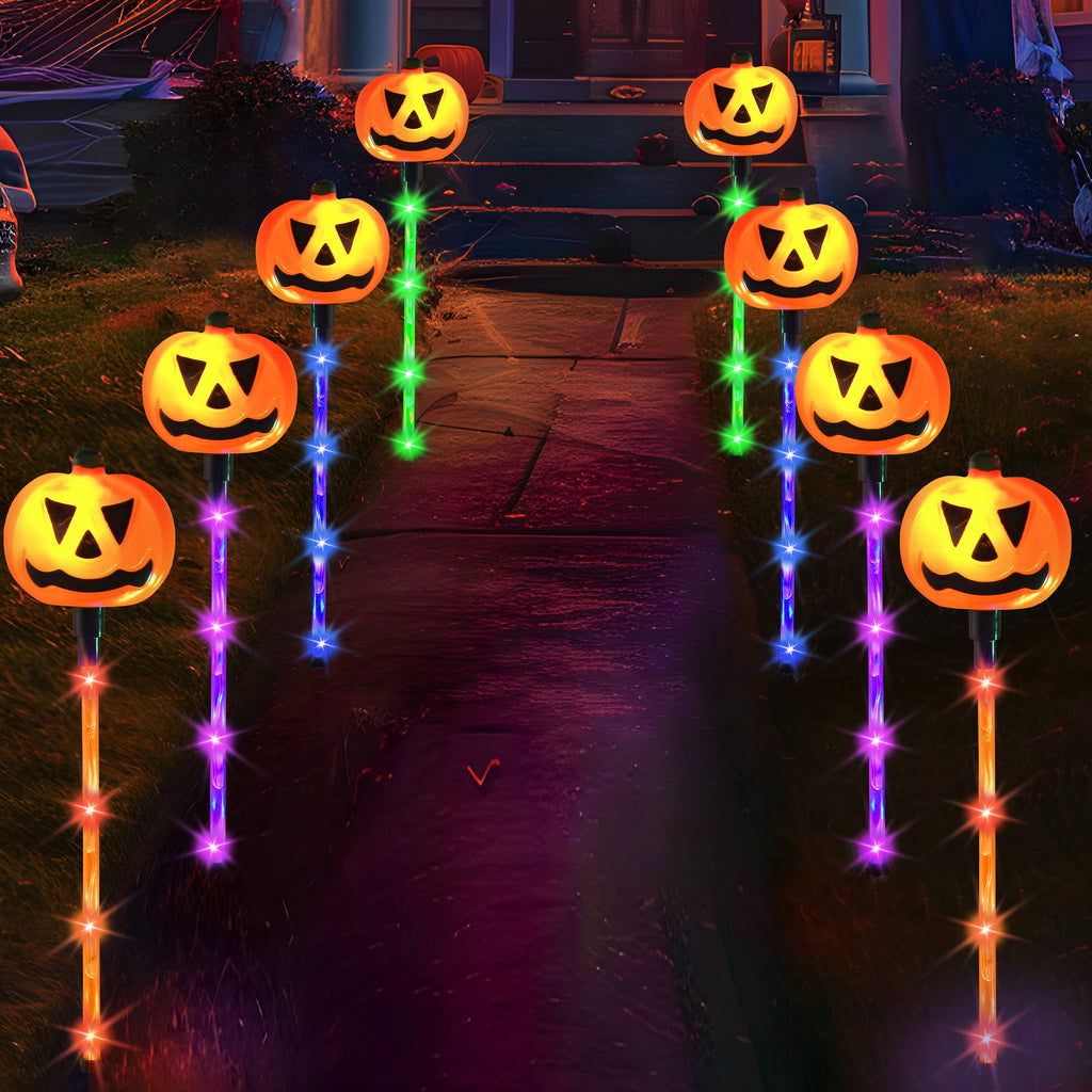 Joyfy 3 Pack Halloween Light up Skeleton Decorations Outdoor,Halloween Graveyard Spooky Skull Stakes Pathway Lights for Halloween Props Yard Decor