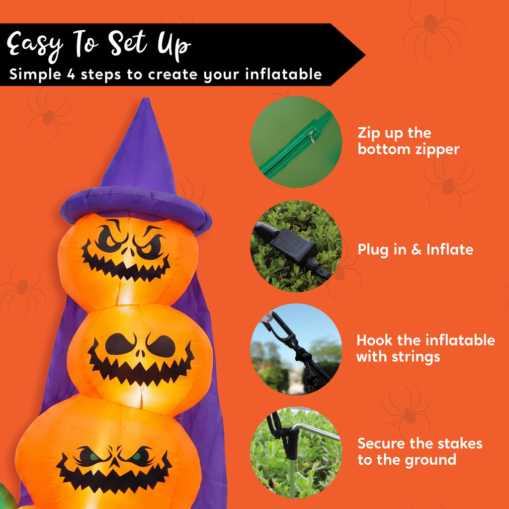 Joyfy 6 FT Halloween Inflatables Stacked Pumpkins with Build-in LEDs for Porch,Halloween Pumpkin Decor Blow up Yard Decorations