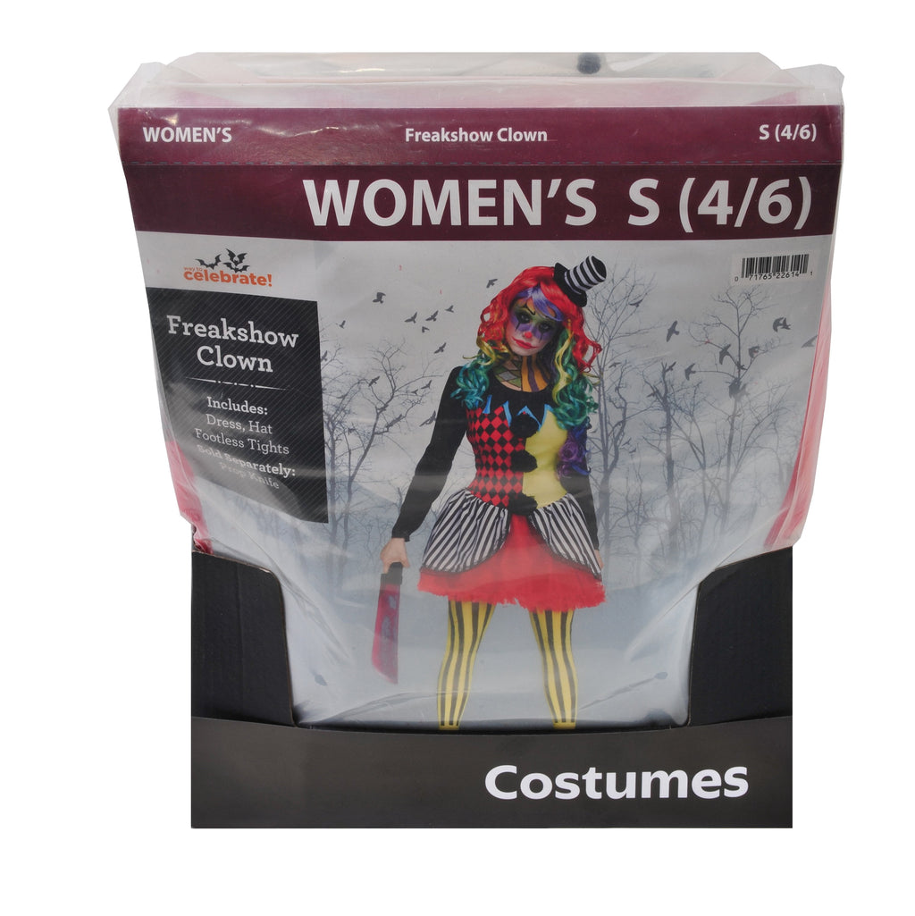 Freakshow Clown Halloween Costume for Adults, Women's Size L (12/14), by Way to Celebrate