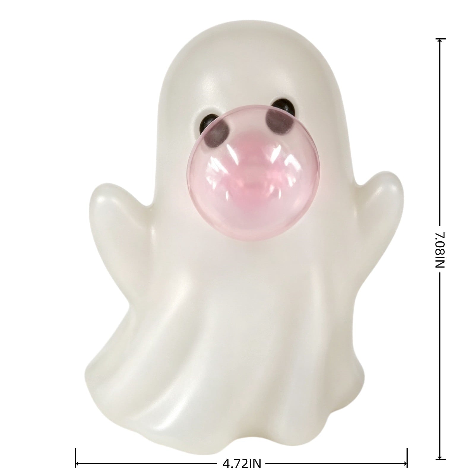 Cute Reading Ghost in Teacup Figurine, Resin Ghost Statue with Pink Bow Heart Floral Cup, Table Centrepiece Tiered Tray Desk Shelf Decor, Small Halloween Decorations, 4.5 Inch