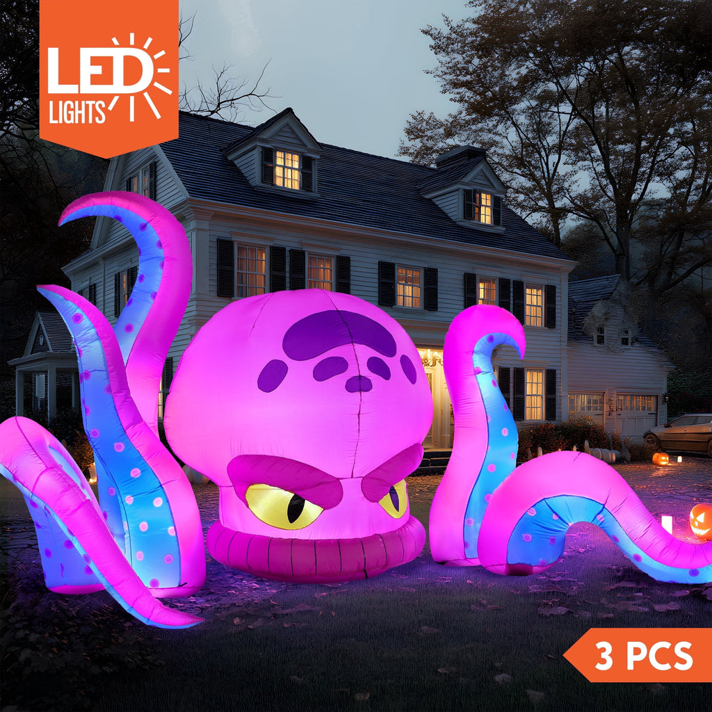 Joyfy 5.5ft Halloween Inflatables Long Light Up Skeleton Ground Breaker Halloween Inflatables Outdoor Decorations,Blow up Halloween Yard Decorations