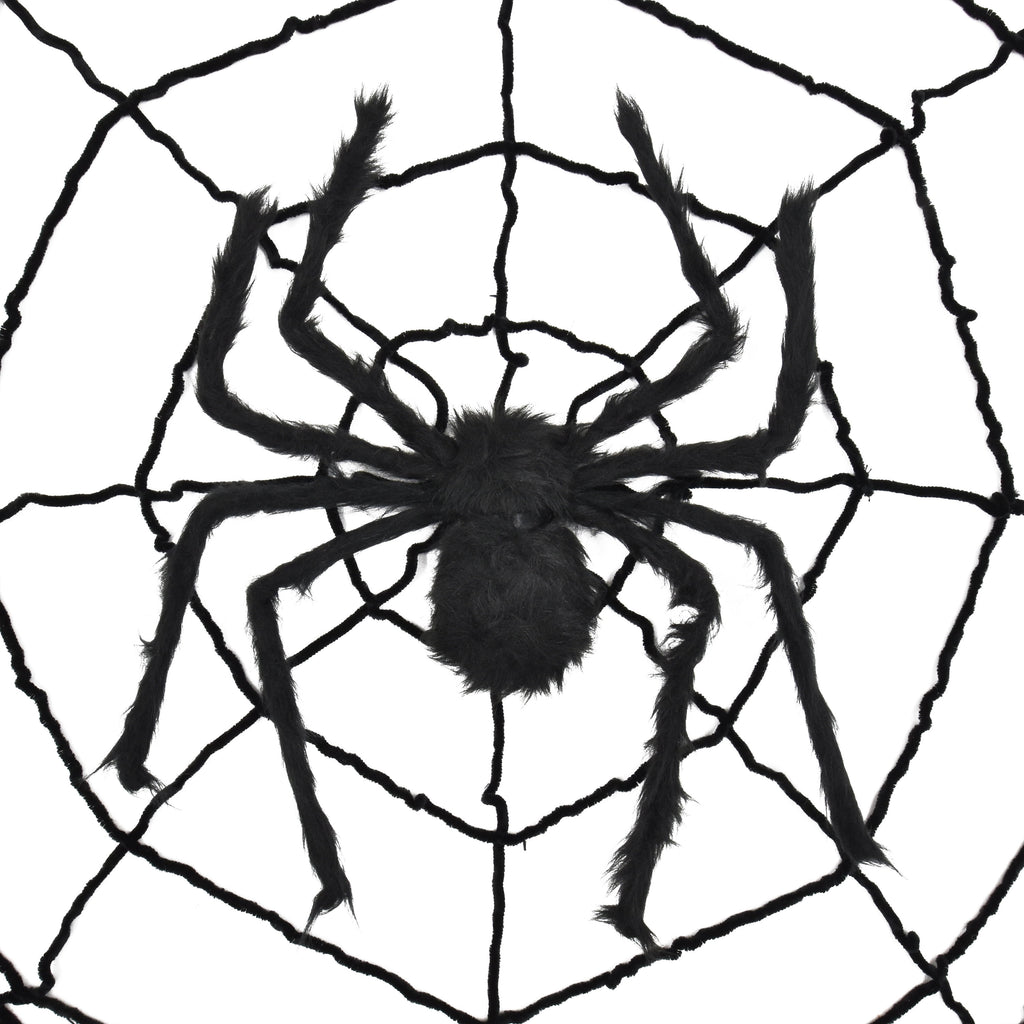 Giant Spider Web with Spider Decoration, Black, 8', Halloween by Way To Celebrate