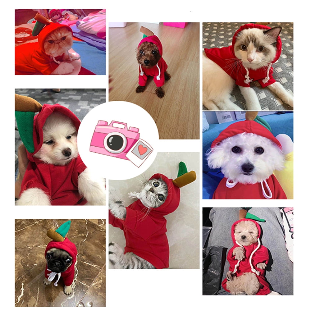 Winter Warm Plush Dog Hoodie, Heart‑Shaped Pet Cosplay Outfit for Small Dogs