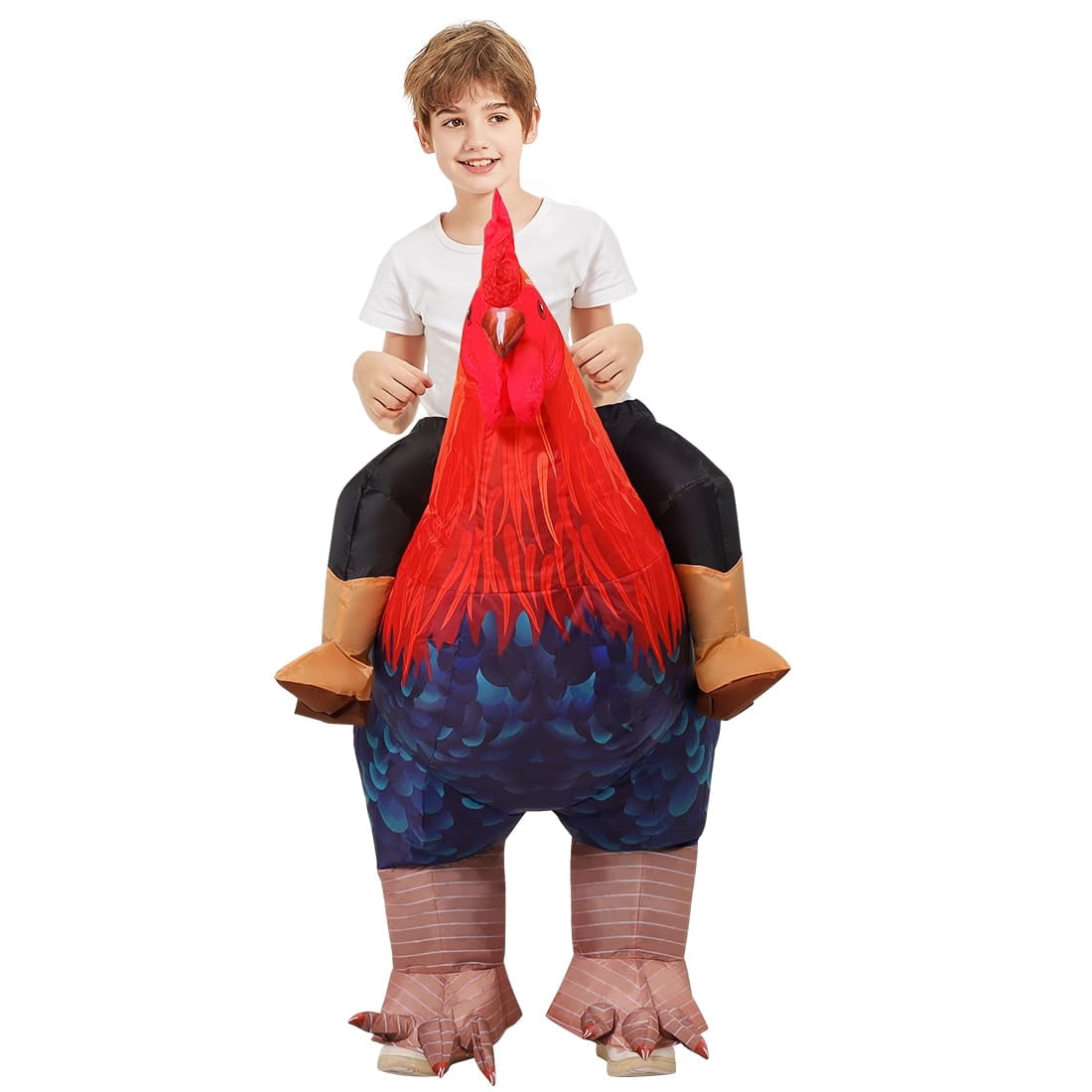 COMIN Inflatable Chicken Costume Kids Blow up Rooster Suit Funny Cosplay Halloween Costume for Unisex Boys Girls Party