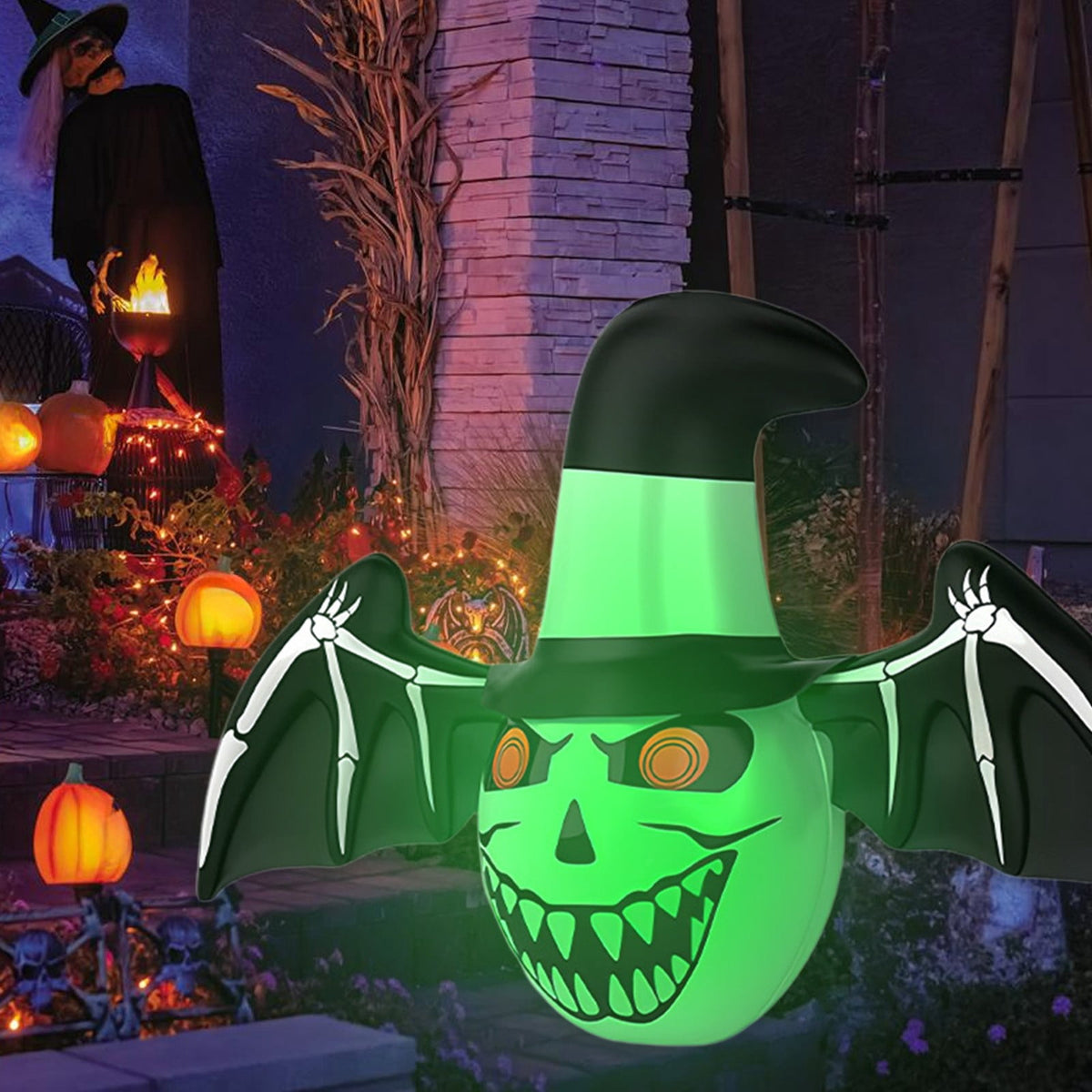 HOARBOEG Halloween Inflatable LED Pumpkin Ball, Color Changing Remote Control Light Up Decor for Yard, Party, Indoor & Outdoor, 39in Spooky Inflatable Decorations Lights, PVC Blow Up Halloween Decor