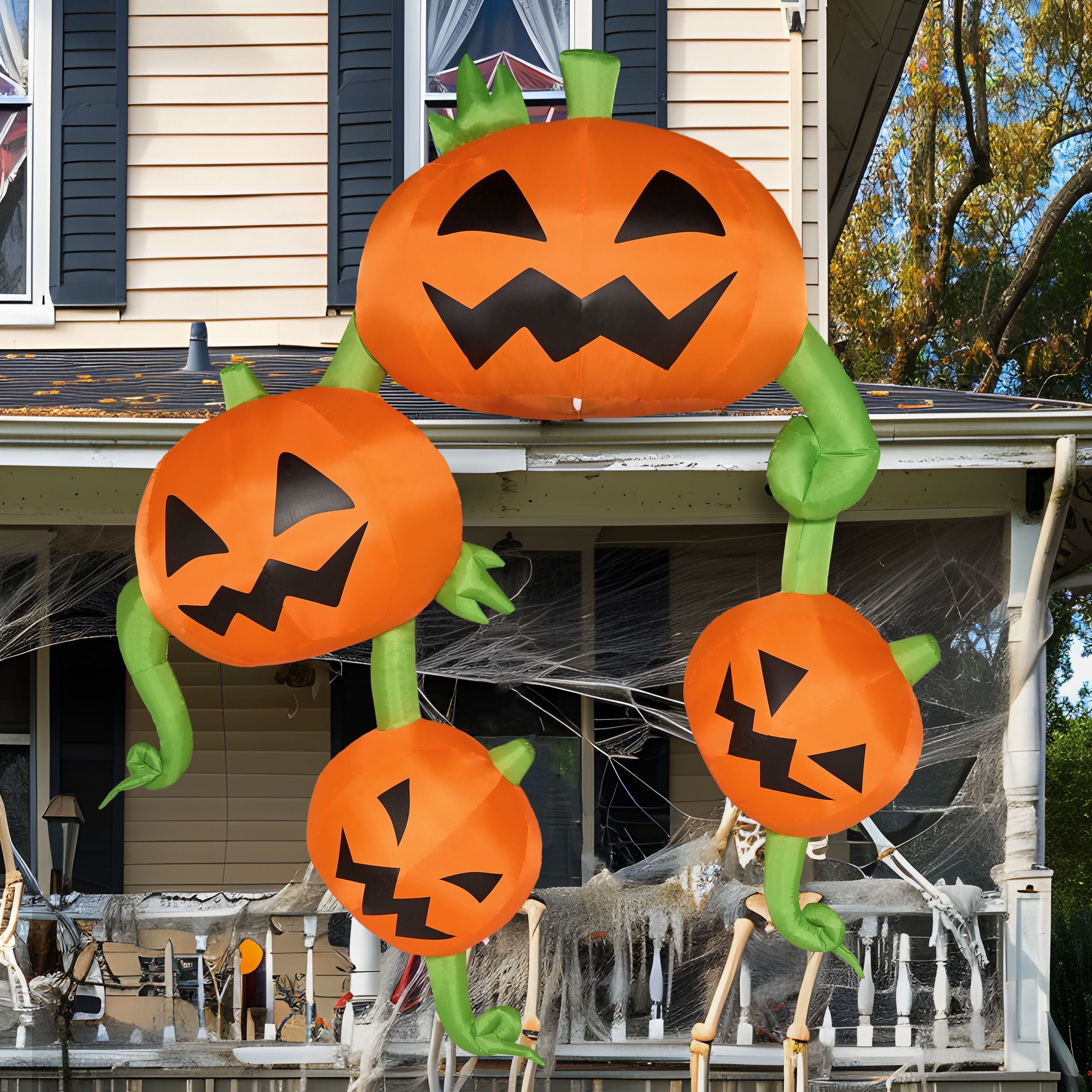 Joyfy 4.5 FT Halloween Inflatable Decorations Outdoor Scary Flying Ghost Broke Out from Window with Built-in LED Blow Up Inflatable for Window Decoration Yard Garden Lawn Decor