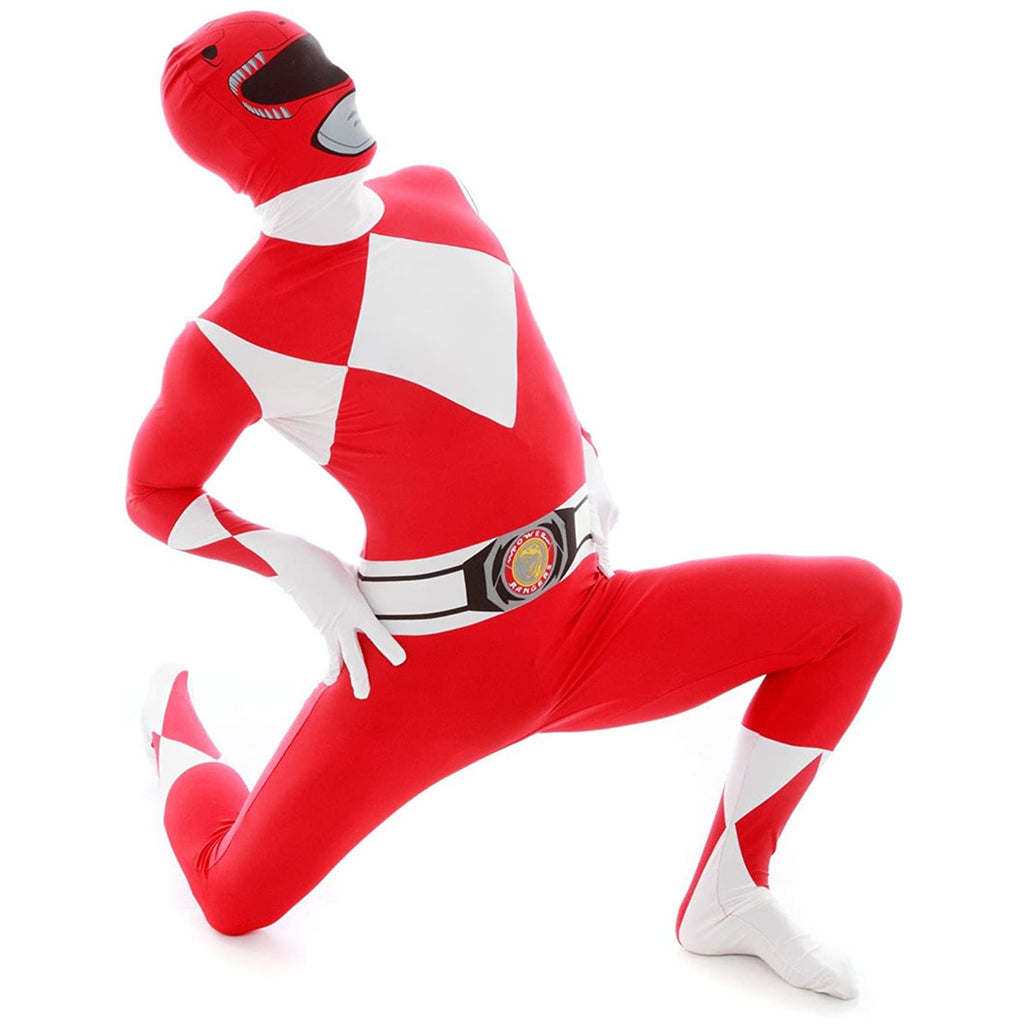 Morphsuits Adult Red Power Ranger Morphsuit Mens Superhero Fancy Dress Costume Halloween Red XL
