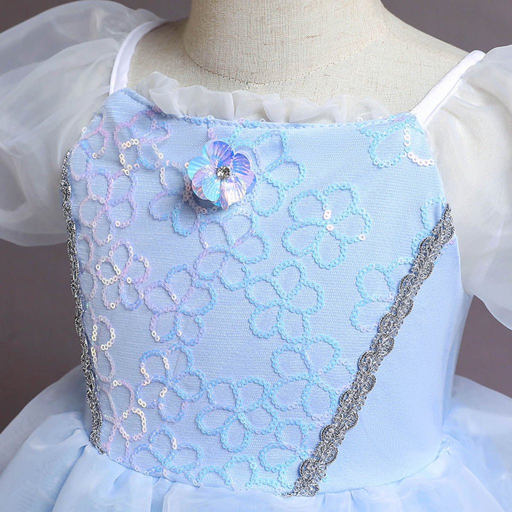 HAWEE Girls Princess Costume Dress, Butterfly Tulle Long Ball Gown with Accessories, Birthday Party & Halloween Costume Age 2-7 Years