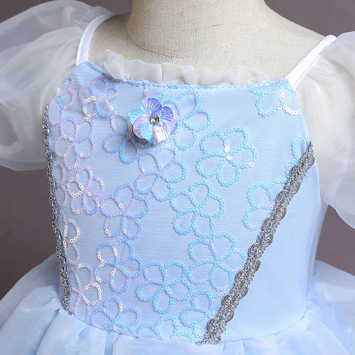 HAWEE Girls Princess Costume Dress, Butterfly Tulle Long Ball Gown with Accessories, Birthday Party & Halloween Costume Age 2-7 Years