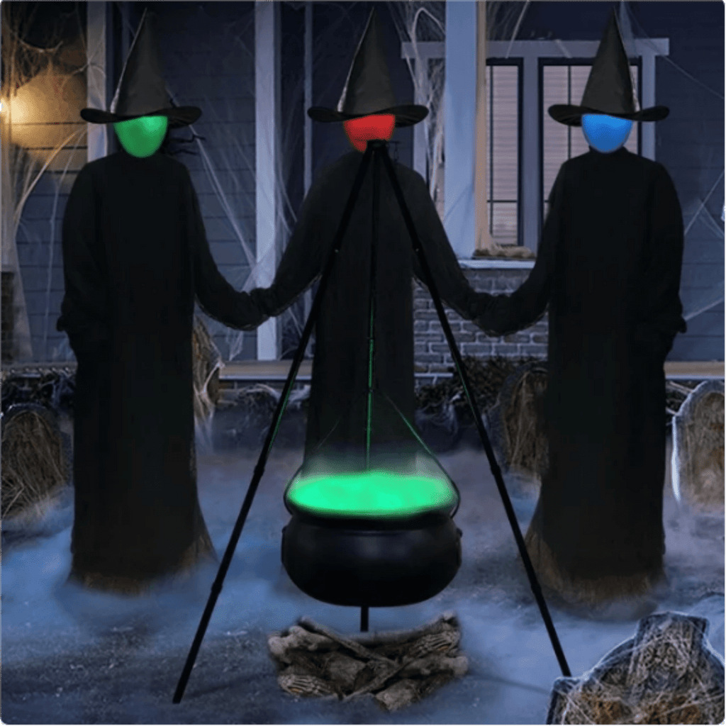 Tepsmf Large Cauldron Outdoor Halloween Decor, On Tripod, Plastic Cauldron Witch Halloween Decorations for Porch Yard, Halloween Party Supplies