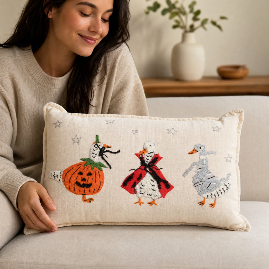 Halloween Ghost Reading Book Throw Pillow Cover, Spooky Library Bookshelf Skull Candlestick Decorative Pillowcase, Retro Halloween Cushion Cover