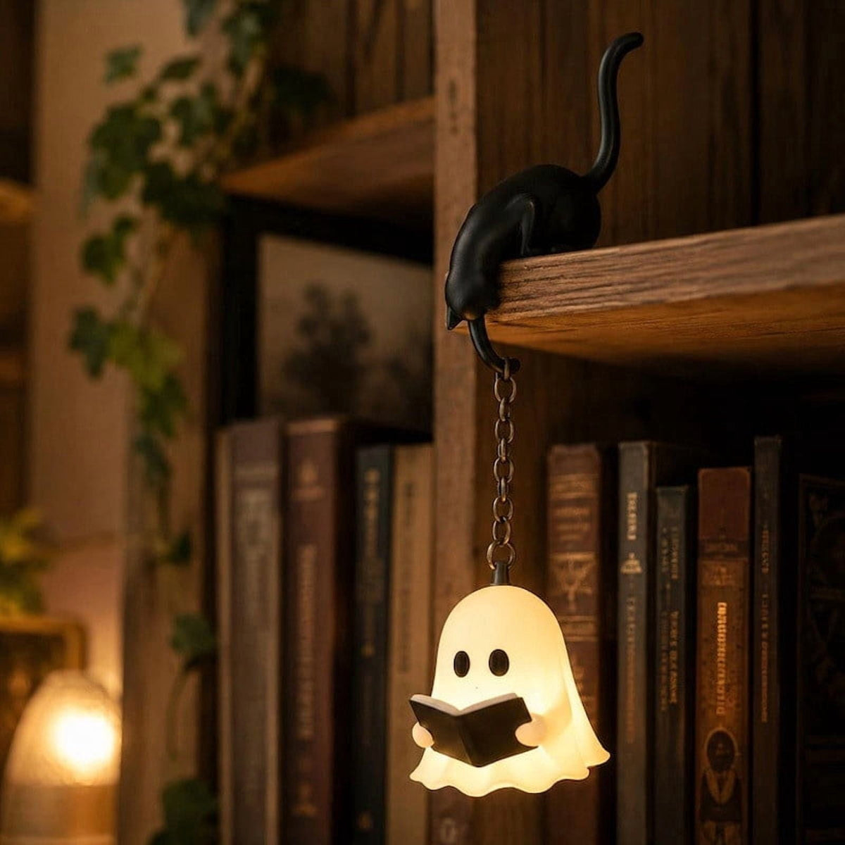 Halloween Ghost Library Lantern Decorative Bookshelf Lighting, Reading Book Shelf Lights for Study Reading Corner Home Library Gift for Book Lovers Bookworms