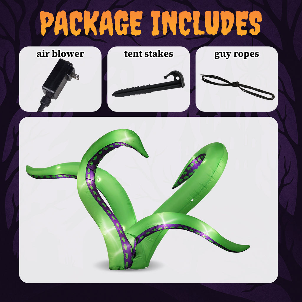 Ktaxon 7' Halloween Inflatables Decoration,Octopus Tentacle 2Pcs Blow up Decoration Octopus Legs w/ Build-in LEDs