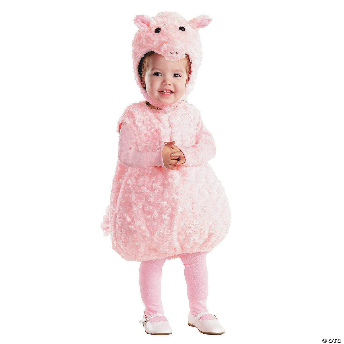 Underwraps Piglet Fancy-Dress Costume with Plush Swirl Fur for Toddlers, Sizes 2-4