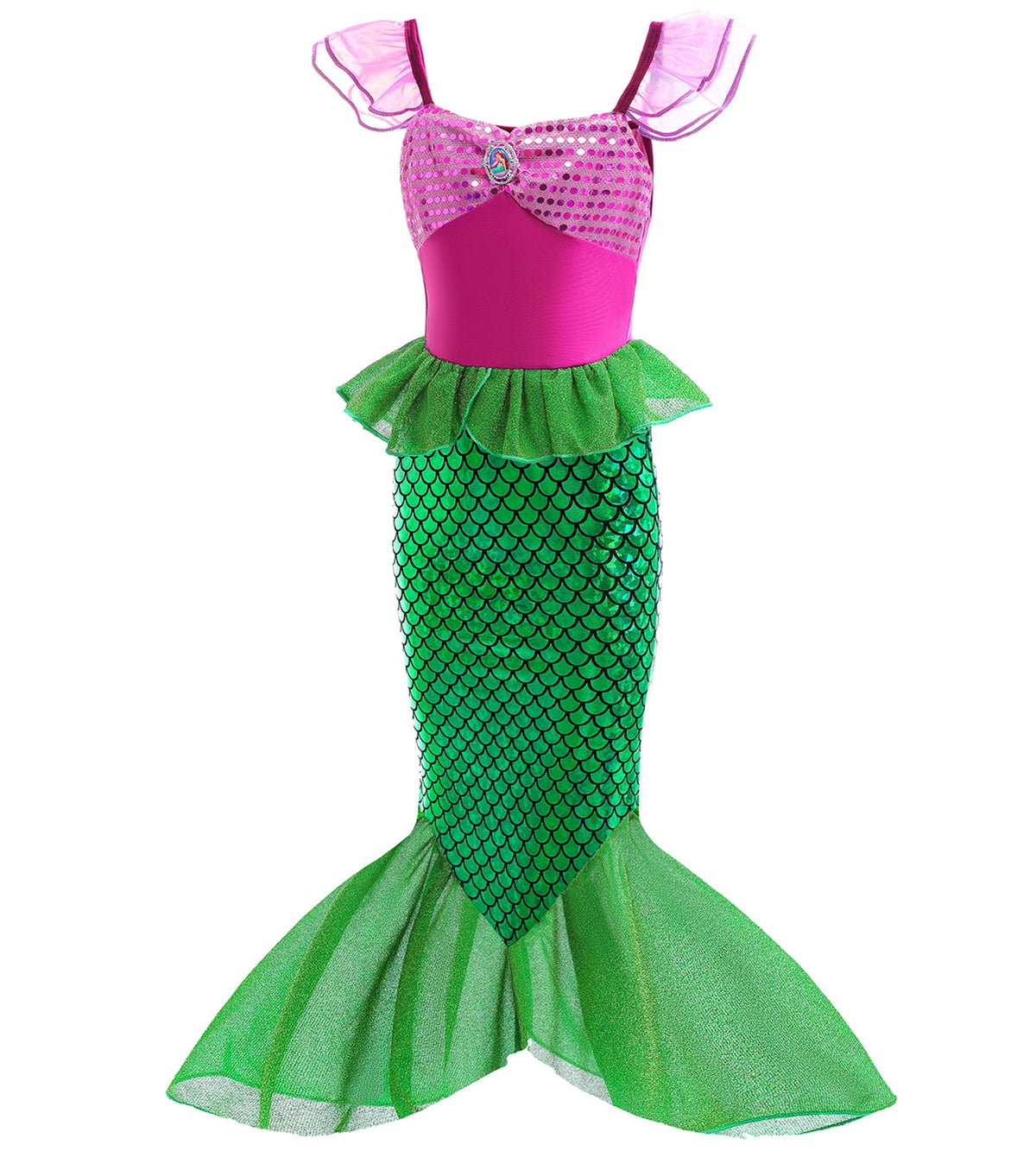 Princess Mermaid Costume for Girls Ariel Dress up Kids Cosplay Outfit with Accessories 2-10Years