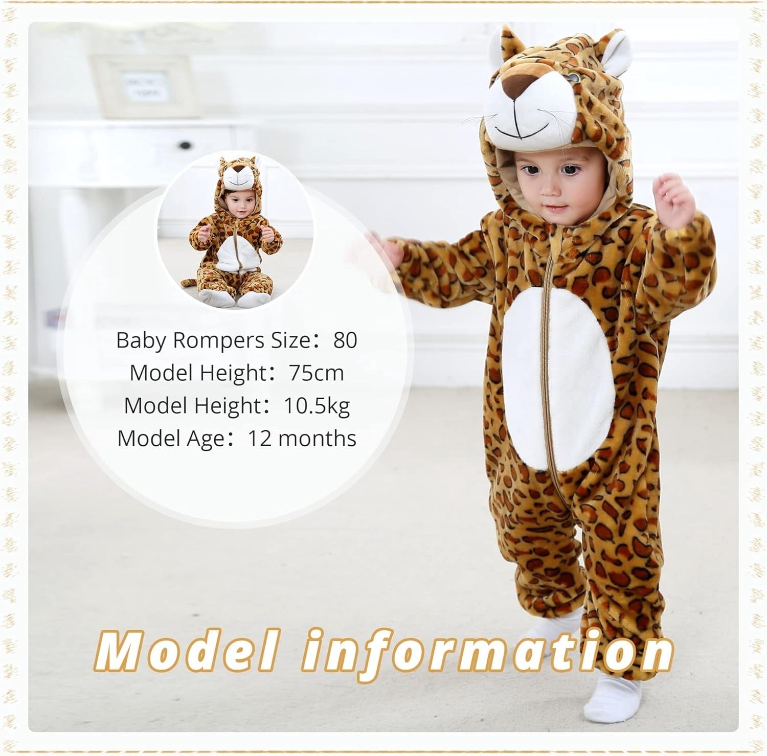 WIBACKER 0-3T Unisex Baby Animal Costume Winter Autumn Flannel Hooded Romper Christmas and Halloween Dinosaur Cosplay Jumpsuit