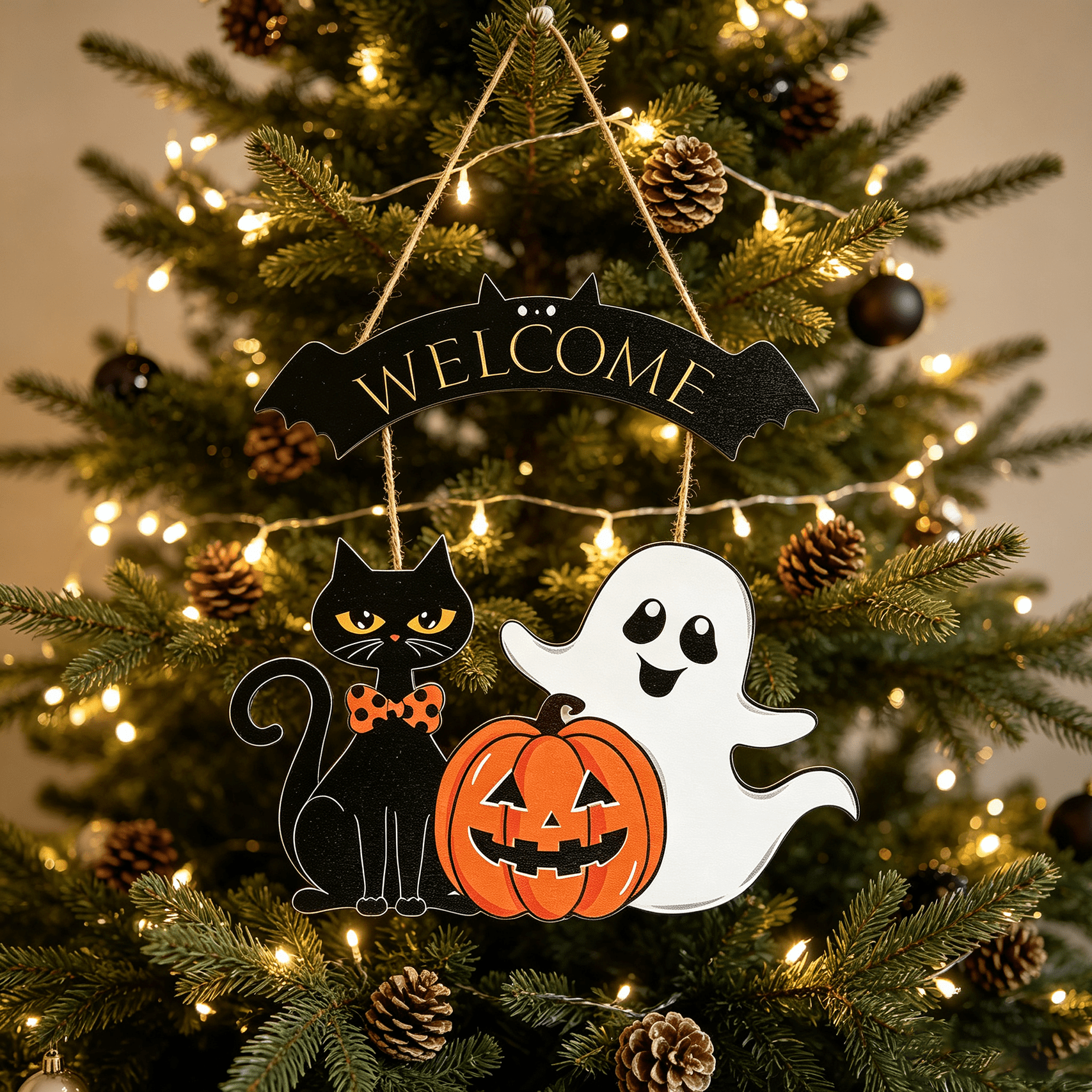 Halloween Decoration Wooden Ghost Door Halloween Wreath for Front Door Sign Hanging Indoor Outdoor Spooky Wreath for Home Wall Porch Party Decor