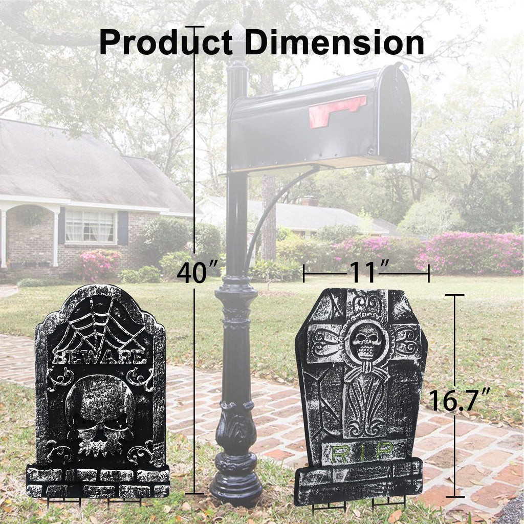 6 Pack L-Size 12'' x 17'' Halloween Foam RIP Graveyard Tombstones for Halloween Lawn Yard Party Decorations
