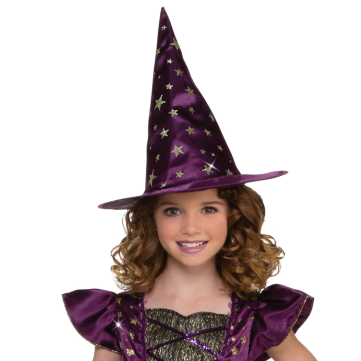Glow in the Dark Starry Witch Halloween Costume for Children, Girls' Size S (6/6X), by Way to Celebrate