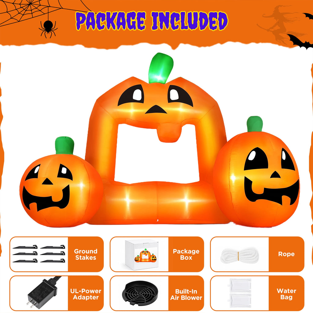 Firstness 8.5FT Halloween Inflatable,Pumpkin Photo with Lights for Party Yard Decorations