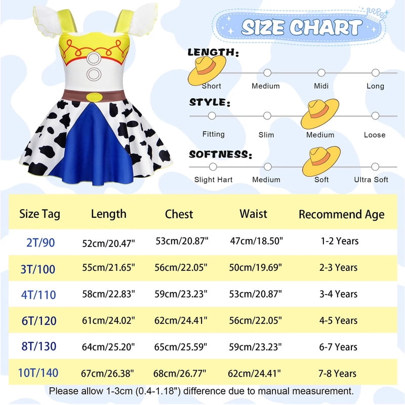 Benylion Cowgirl Costume for Girl Summer Dress Western Dress Up Outfit for Kids Halloween Cosplay Party Dresses Ruffle Sleeve for 5-6 Years